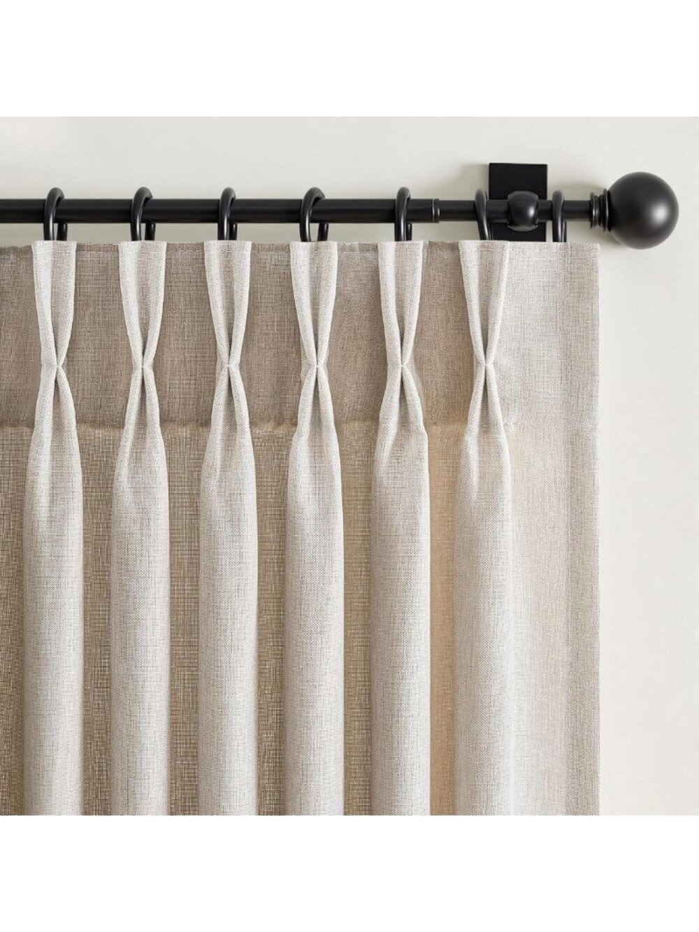 Pinch Pleated Linen Curtains 96 Inches Long 2 Panel Set (40" W x 96" L) for